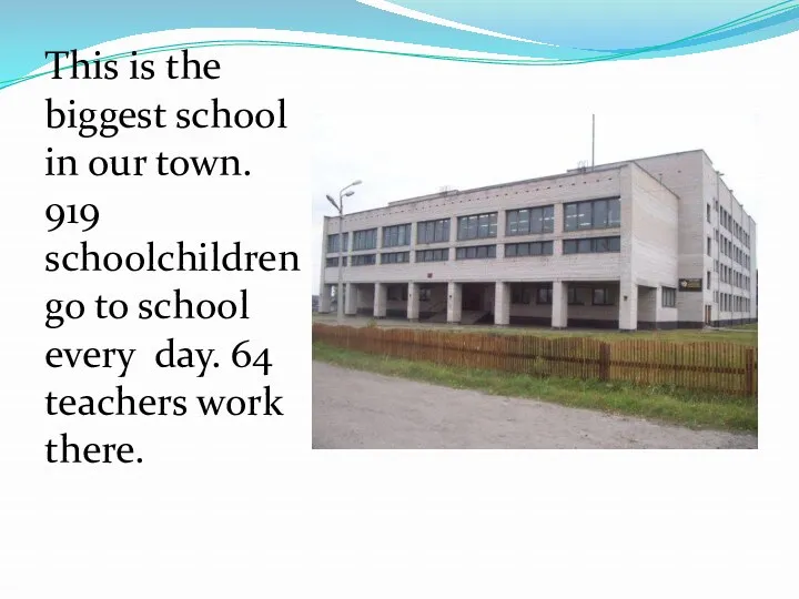 This is the biggest school in our town. 919 schoolchildren go to school