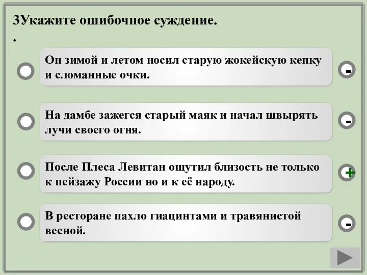 3Укажите ошибочное суждение. . После Плеса Левитан ощутил близость не