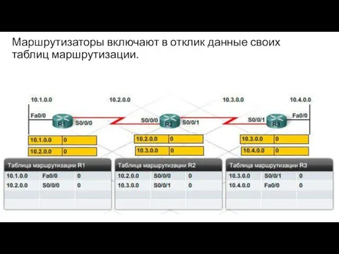 Маршрутизаторы включают в отклик данные своих таблиц маршрутизации.