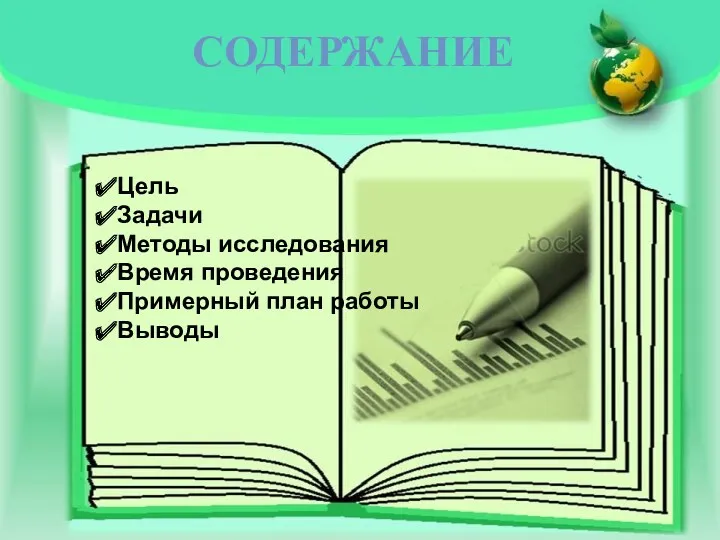 Цель Задачи Методы исследования Время проведения Примерный план работы Выводы Содержание