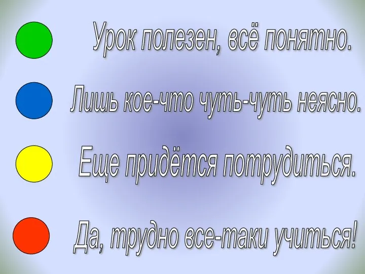 Урок полезен, всё понятно. Лишь кое-что чуть-чуть неясно. Еще придётся потрудиться. Да, трудно все-таки учиться!