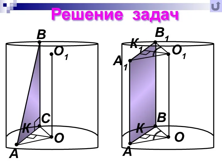 Решение задач А О О1 В С К О О1 А В В1 А1 К К1