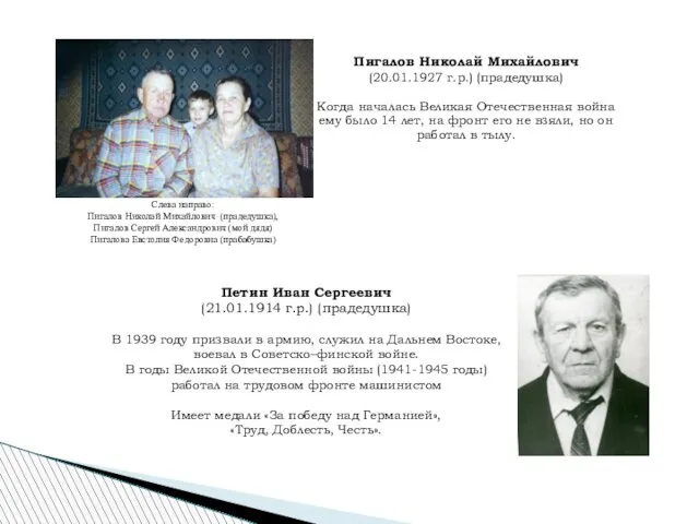 Слева направо: Пигалов Николай Михайлович (прадедушка), Пигалов Сергей Александрович (мой