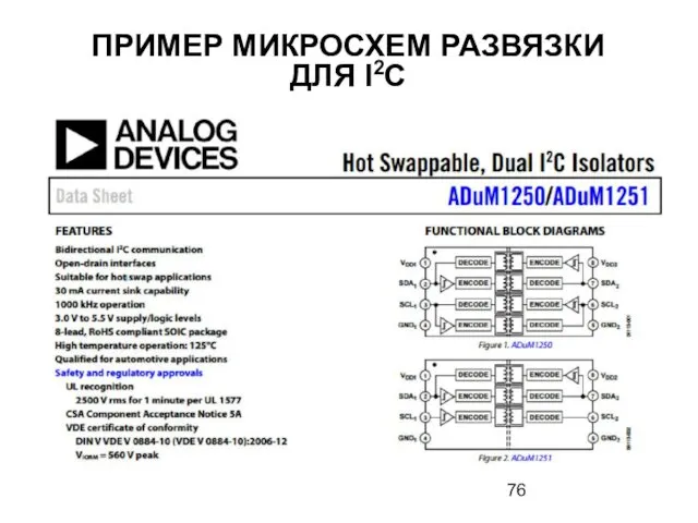 ПРИМЕР МИКРОСХЕМ РАЗВЯЗКИ ДЛЯ I2C