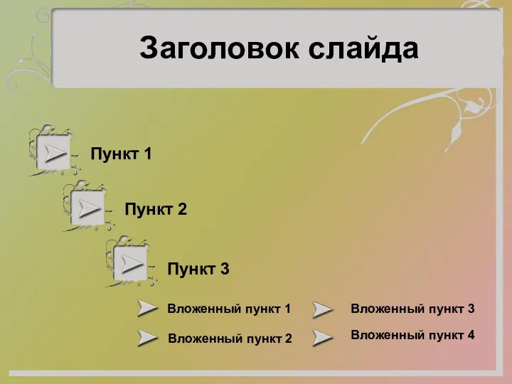 Пункт 1 Пункт 2 Пункт 3 Вложенный пункт 1 Вложенный