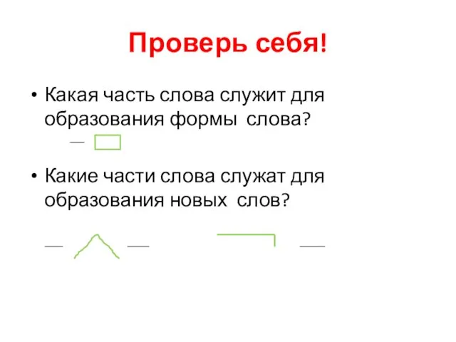 Проверь себя! Какая часть слова служит для образования формы слова?