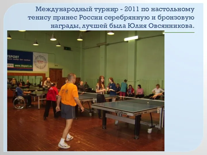 Международный турнир - 2011 по настольному тенису принес России серебрянную и бронзовую награды,