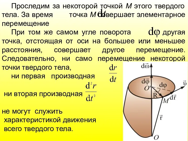 Проследим за некоторой точкой М этого твердого тела. За время точка М совершает