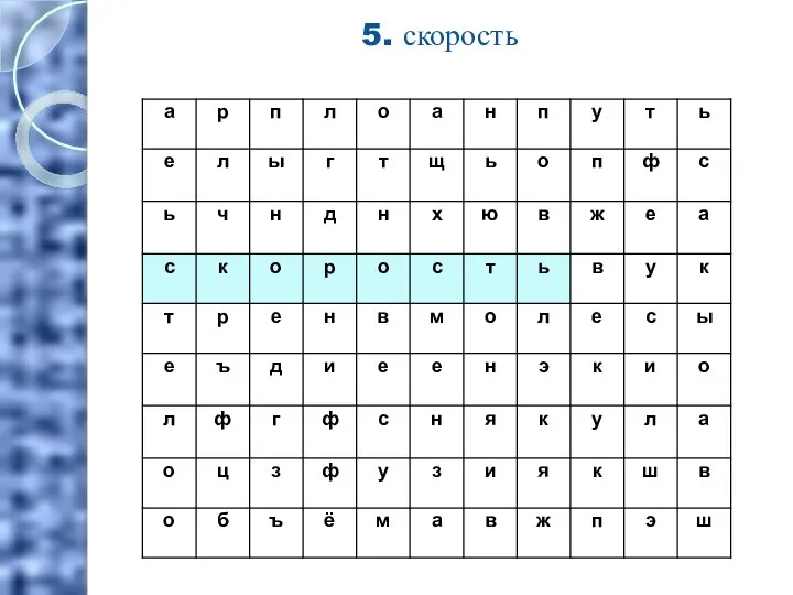 5. скорость