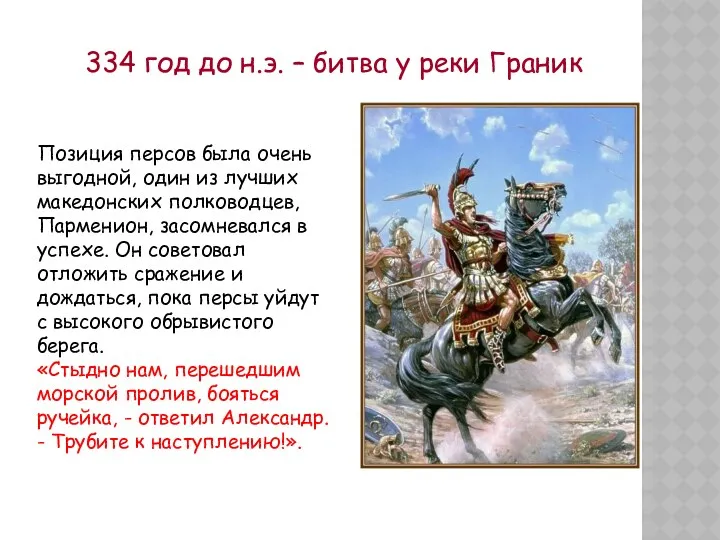 334 год до н.э. – битва у реки Граник Позиция