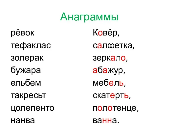 Анаграммы рёвок тефаклас золерак бужара ельбем такресьт цолепенто нанва Ковёр,