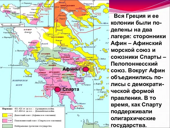 Спарта Афины Вся Греция и ее колонии были по-делены на