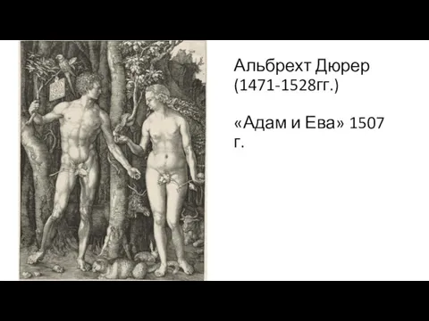 Альбрехт Дюрер (1471-1528гг.) «Адам и Ева» 1507 г.