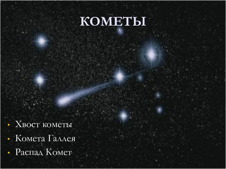 КОМЕТЫ Хвост кометы Комета Галлея Распад Комет