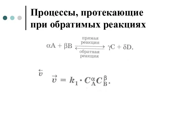 Процессы, протекающие при обратимых реакциях