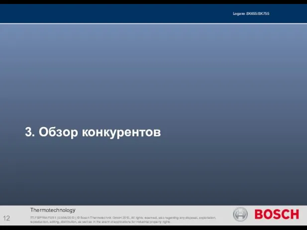 Thermotechnology 3. Обзор конкурентов TT-FB/PRM-FSB1 | 03/06/2013 | © Bosch