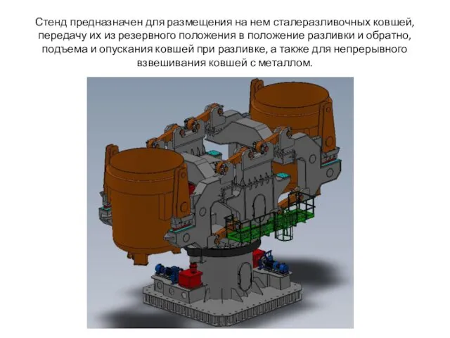 Стенд предназначен для размещения на нем сталеразливочных ковшей, передачу их