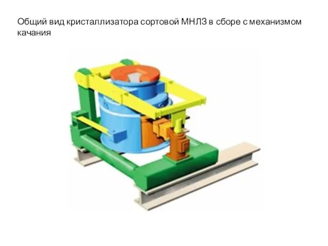 Общий вид кристаллизатора сортовой МНЛЗ в сборе с механизмом качания