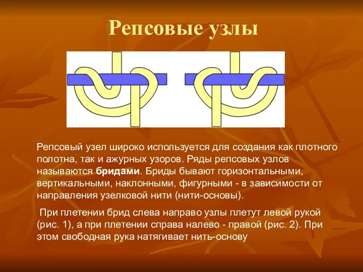 Репсовый узел широко используется для создания как плотного полотна, так