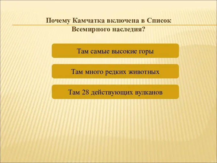 Там 28 действующих вулканов Там самые высокие горы Там много редких животных Почему