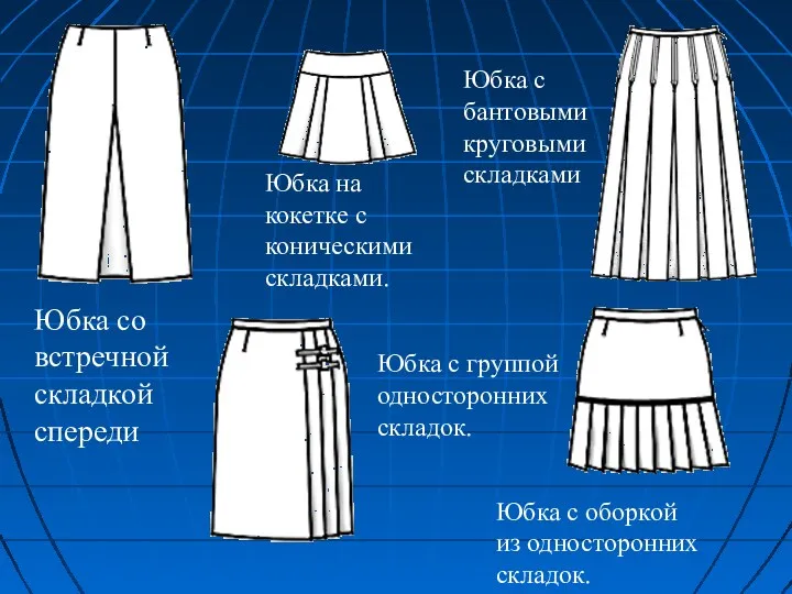 Юбка со встречной складкой спереди Юбка на кокетке с коническими