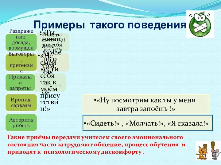 Примеры такого поведения: «Ну посмотрим как ты у меня завтра