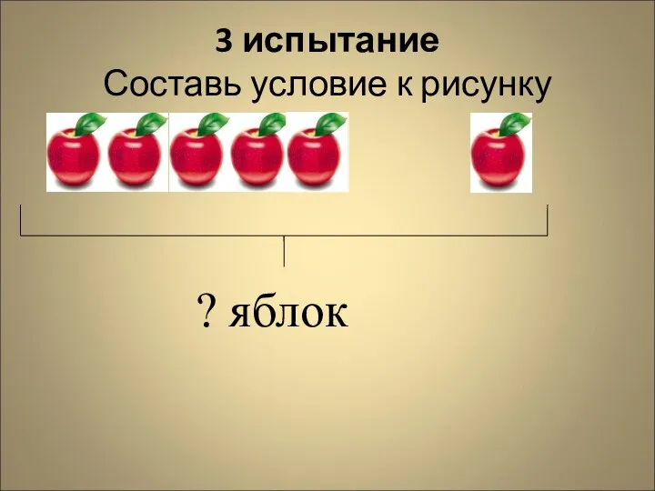 3 испытание Составь условие к рисунку ? яблок