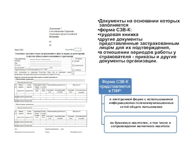 Документы на основании которых заполняется форма СЗВ-К: трудовая книжка другие