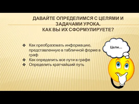 Давайте определимся с целями и задачами урока. Как вы их