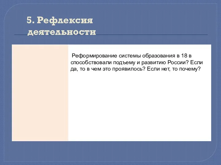 5. Рефлексия деятельности