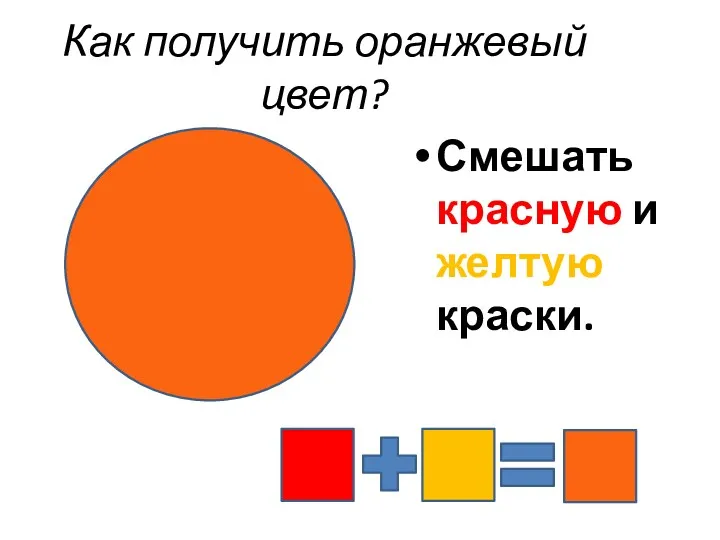 Как получить оранжевый цвет? Смешать красную и желтую краски.