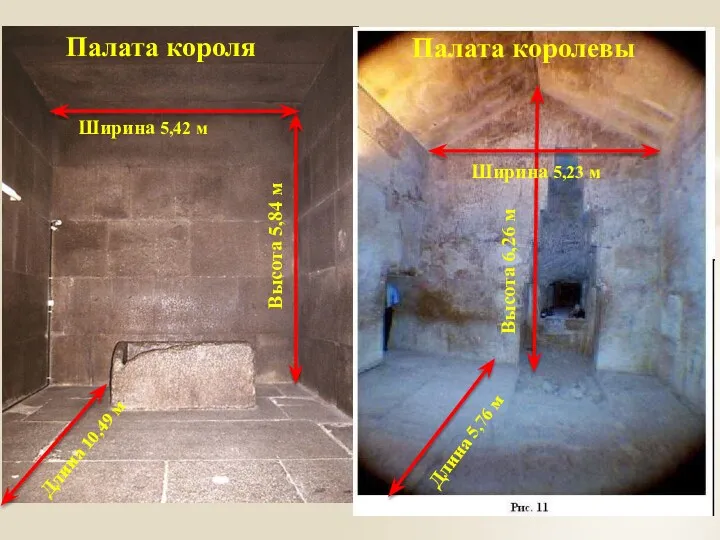 Палата короля Палата королевы Ширина 5,42 м Высота 5,84 м