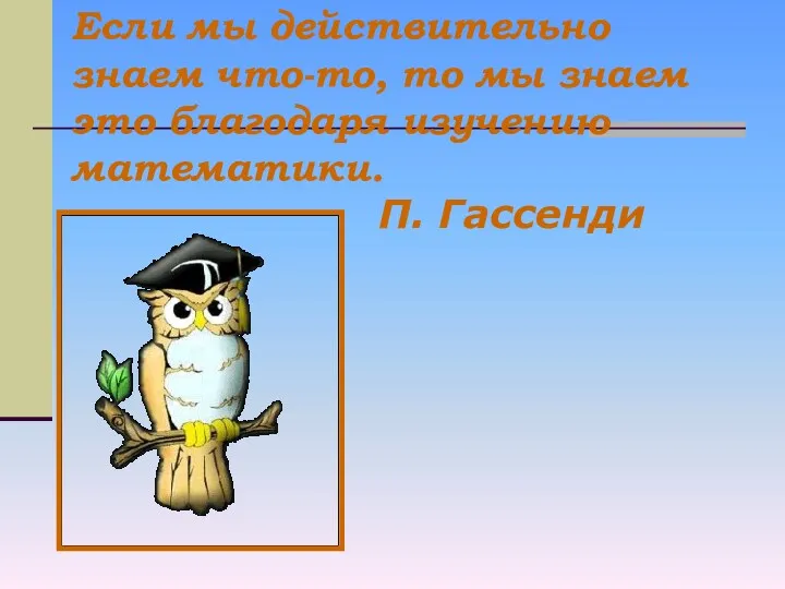 Если мы действительно знаем что-то, то мы знаем это благодаря изучению математики. П. Гассенди