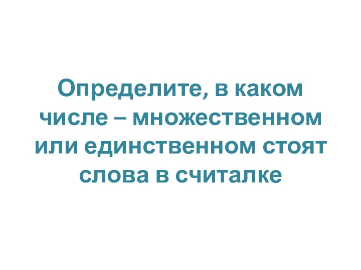 Определите, в каком числе – множественном или единственном стоят слова в считалке