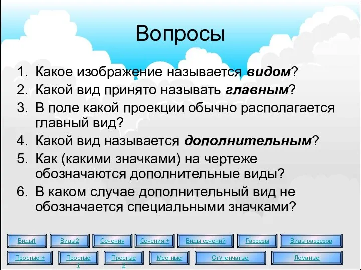 Вопросы Какое изображение называется видом? Какой вид принято называть главным?