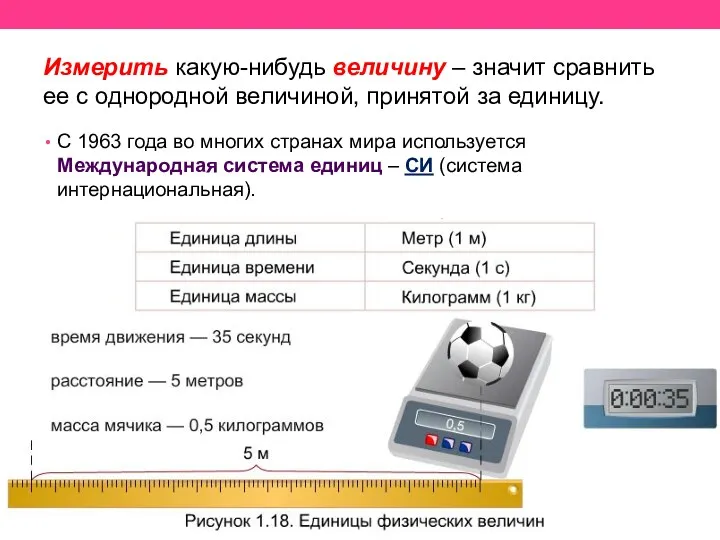 Измерить какую-нибудь величину – значит сравнить ее с однородной величиной,