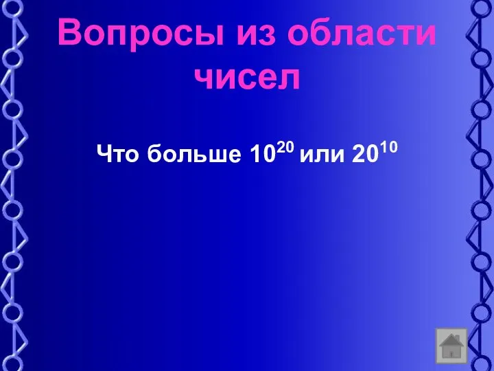 Вопросы из области чисел Что больше 1020 или 2010