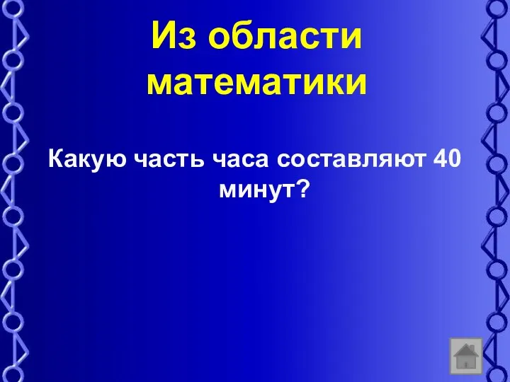 Из области математики Какую часть часа составляют 40 минут?