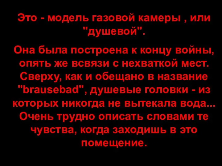 Это - модель газовой камеры , или "душевой". Она была