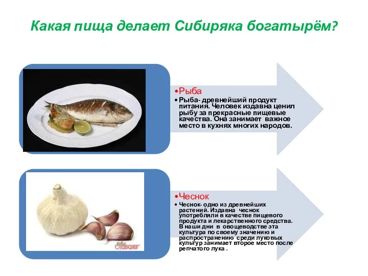 Какая пища делает Сибиряка богатырём? Рыба Рыба- древнейший продукт питания.