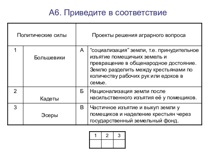 А6. Приведите в соответствие