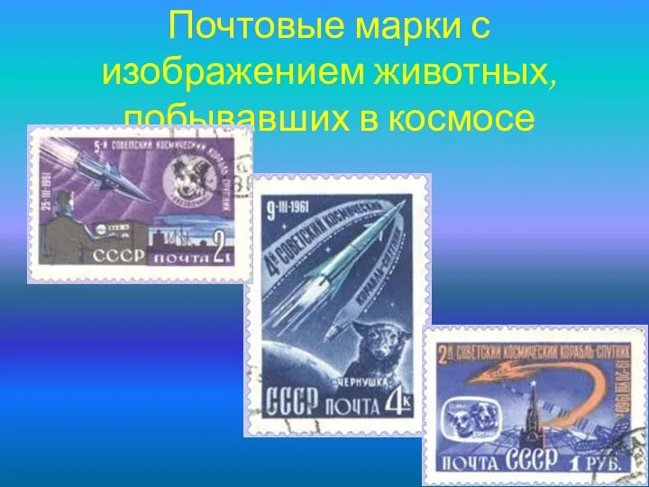 Почтовые марки с изображением животных, побывавших в космосе