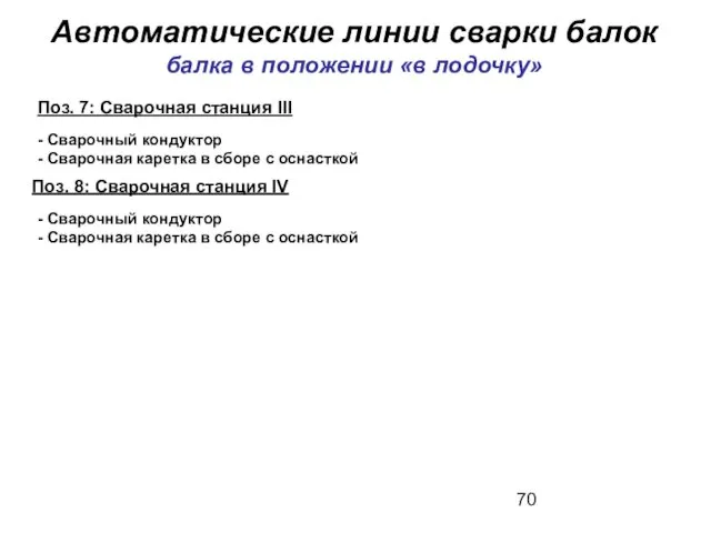 Автоматические линии сварки балок балка в положении «в лодочку» Поз.