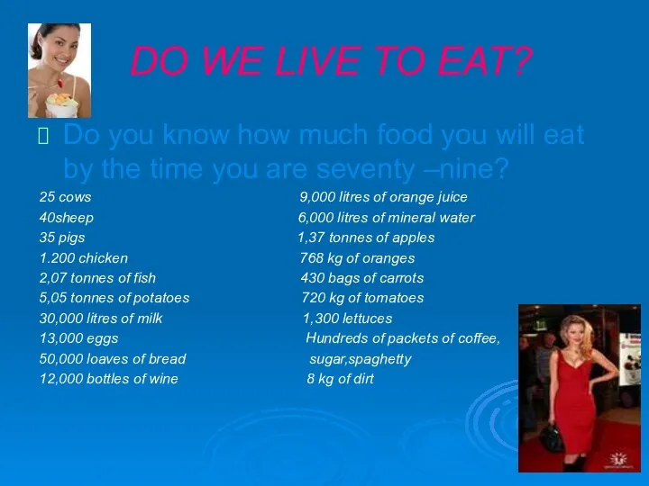 DO WE LIVE TO EAT? Do you know how much