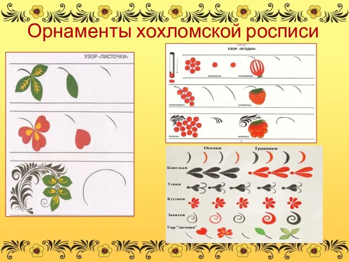 Орнаменты хохломской росписи