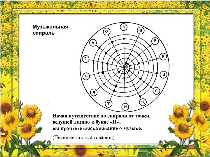 Начав путешествие по спирали от точки, ведущей линию к букве