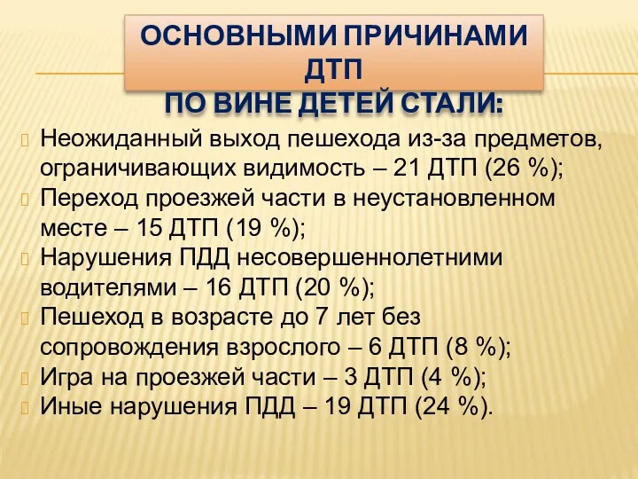 Неожиданный выход пешехода из-за предметов, ограничивающих видимость – 21 ДТП