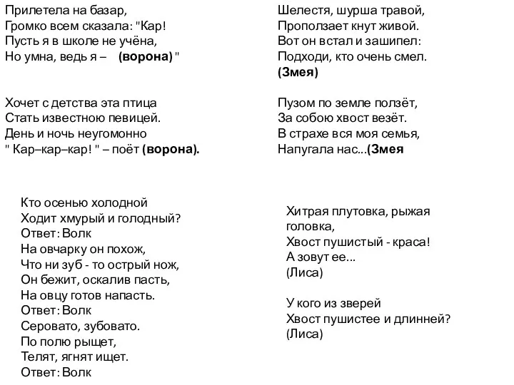 Прилетела на базар, Громко всем сказала: "Кар! Пусть я в школе не учёна,