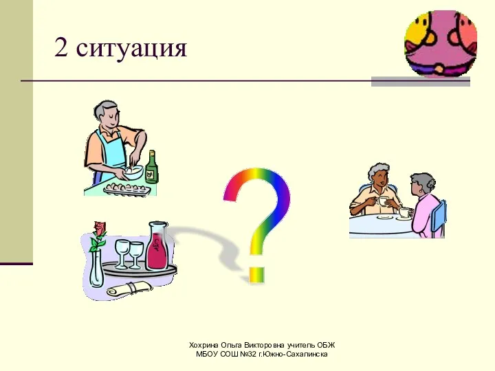 Хохрина Ольга Викторовна учитель ОБЖ МБОУ СОШ №32 г.Южно-Сахалинска 2 ситуация ?