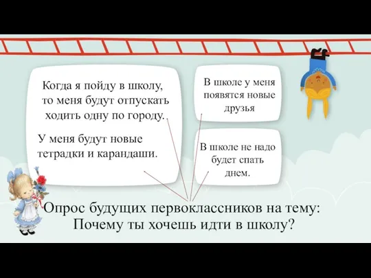 Опрос будущих первоклассников на тему: Почему ты хочешь идти в